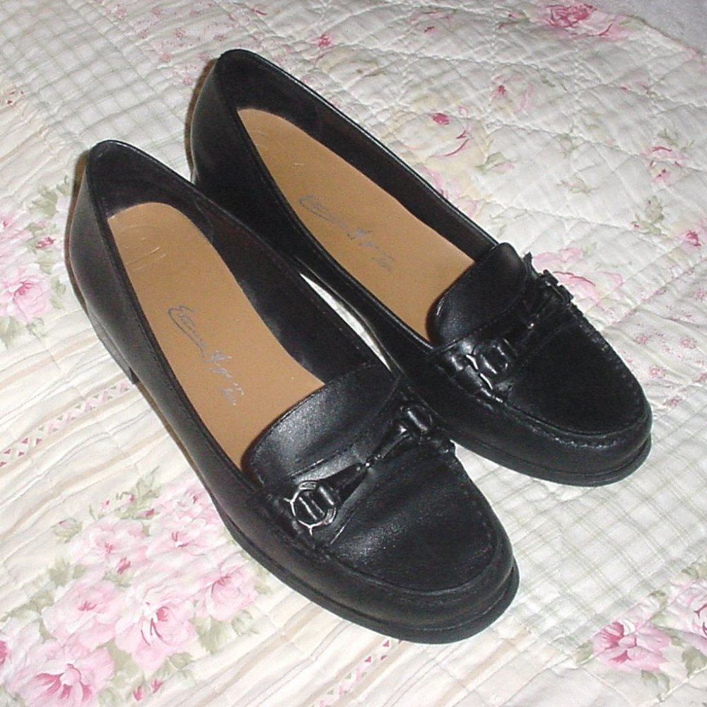 Etienne Aigner Luxe Elise Black Leather "Horse Bit" Loafers 9M